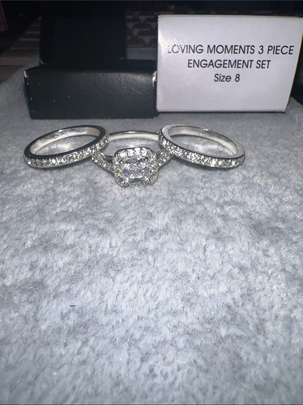 Avon Silver-Tone Three-Piece Ring Set with Clear Stones
